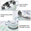 Baby Feeding Bowl with Lids Stainless Steel double-layered Insulated Bowl Spoon Set Children Tableware -1pcs (Any Color) - Image 9