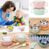 Baby Feeding Bowl with Lids Stainless Steel double-layered Insulated Bowl Spoon Set Children Tableware -1pcs (Any Color) - Image 6