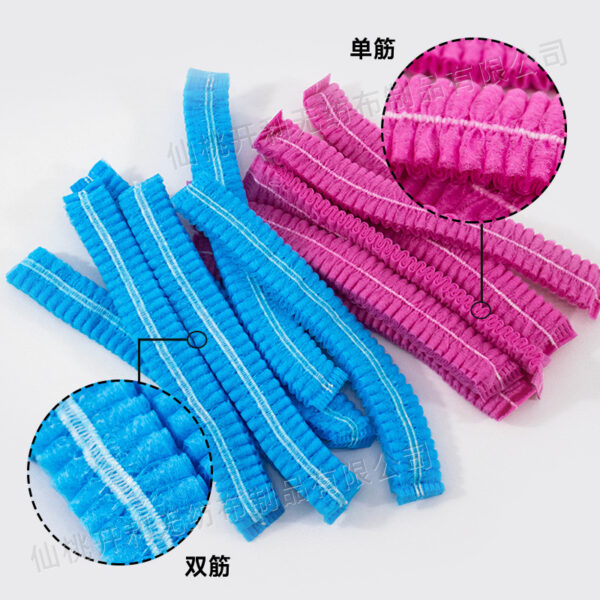 5pcs Disposable non-woven strip cap single rib double rib dustproof breathable food factory clean room strip cap (Any Color) - Image 2