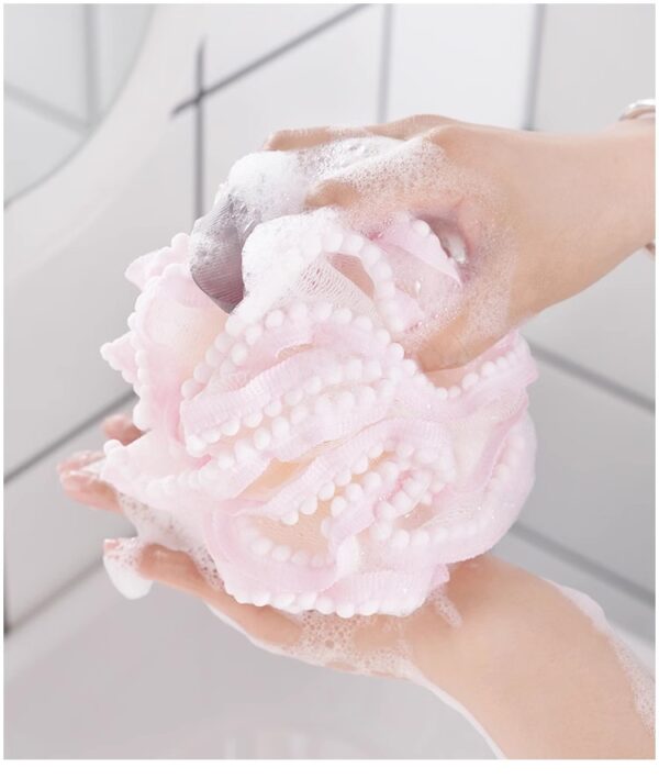 Bath Sponge Soft net foaming rich bath ball new splicing color large bath flower bath ball bath ball household toiletries -1pcs (Any Color) - Image 4
