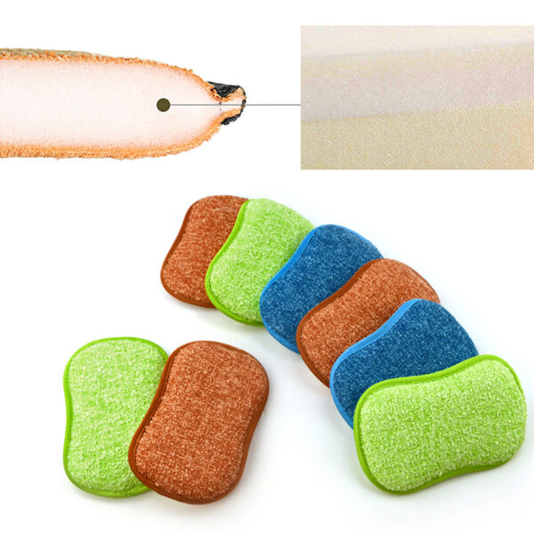 Dishwashing eight-shaped sponge to wipe the pot artifact, non-stick oil double-sided dishwashing cloth, two-color rag -1pcs (Any Color) - Image 9