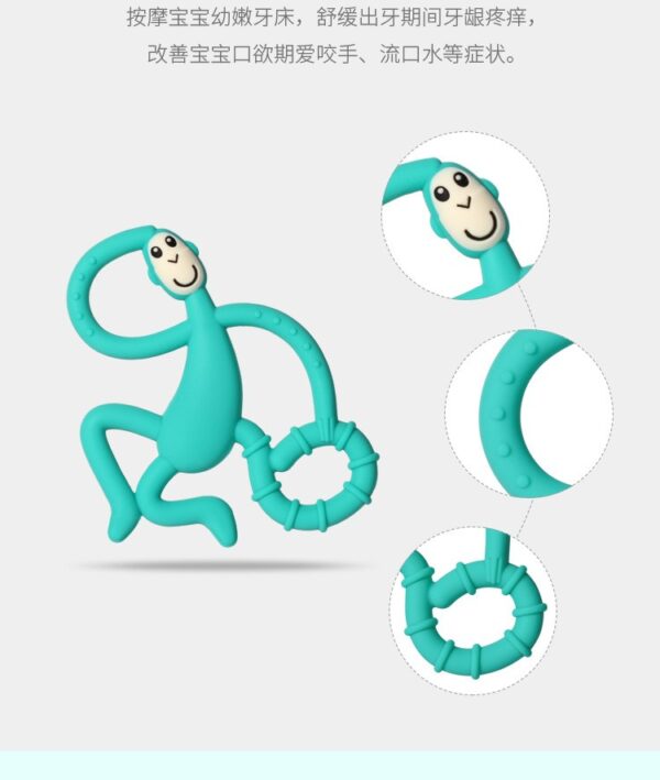 Silicone monkey teether three-dimensional shape teether baby molar teether children's teether silicone bite happy powder -1pcs (Any Color) - Image 5