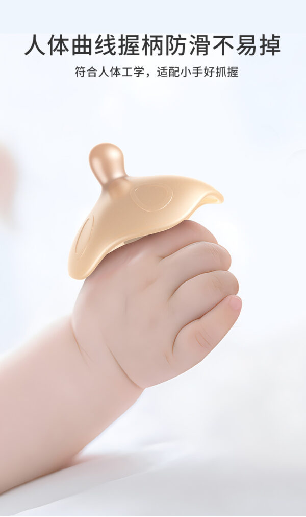 Elbow small mushroom teether anti-eating nano silicone teether baby chewing gum silicone bite happy mushroom head -1pcs (Any Color) - Image 2