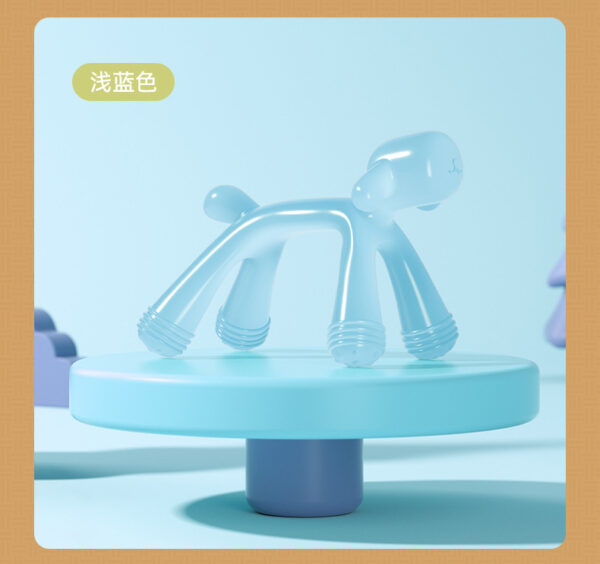 Infant and toddler teether cartoon dog chew gum bite Loco boiled food grade silicone anti-eating hand baby teething stick -1pcs (Any Color) - Image 3