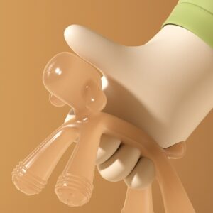 Infant and toddler teether cartoon dog chew gum bite Loco boiled food grade silicone anti-eating hand baby teething stick -1pcs (Any Color)