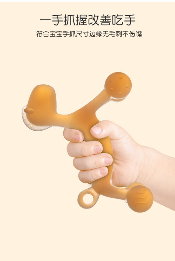 Baby teether cartoon style pony silicone anti-eating hand teether baby molar stick boiled in water high temperature bite gum fun -1pcs (Any Color)
