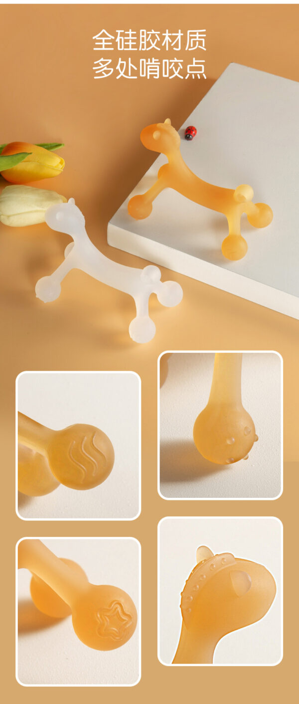 Baby teether cartoon style pony silicone anti-eating hand teether baby molar stick boiled in water high temperature bite gum fun -1pcs (Any Color) - Image 8