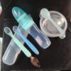 Baby food bowl+120ml Silicone Rice spoon feeder+two head spoon+Slicone Spoon, full set of tools Package (Any Color)