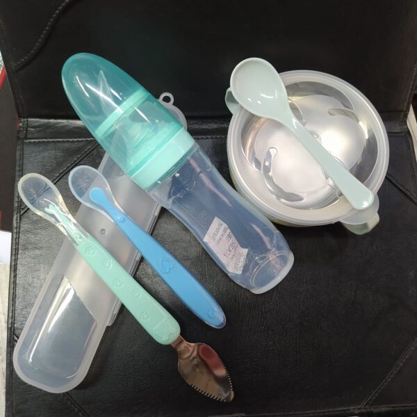 Baby food bowl+120ml Silicone Rice spoon feeder+two head spoon+Slicone Spoon, full set of tools Package (Any Color) - Image 3