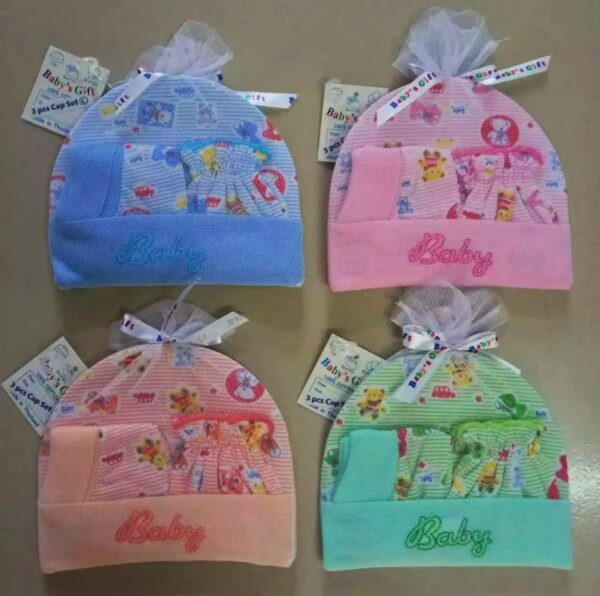 New Born Baby 3 in1 set (1 Cap + 2 Hand socks + 2 Leg Socks) -1pac  (Any Color) - Image 12