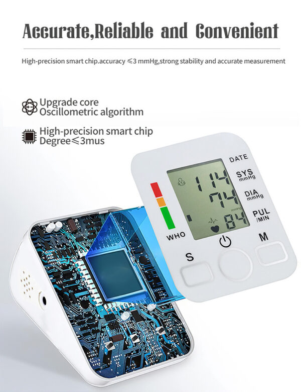Electronic blood pressure monitor for measuring blood pressure English voice intelligent detection pulse neutral portable home blood pressure monitor -1pcs - Image 13