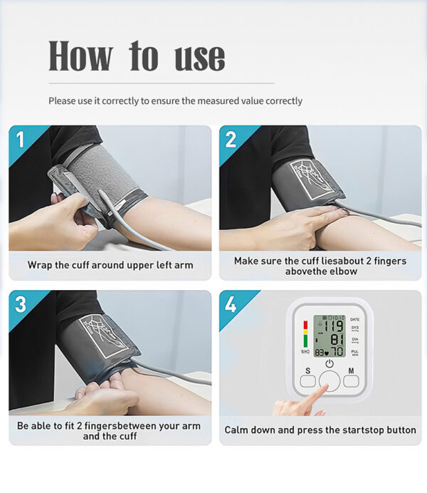 Electronic blood pressure monitor for measuring blood pressure English voice intelligent detection pulse neutral portable home blood pressure monitor -1pcs - Image 14