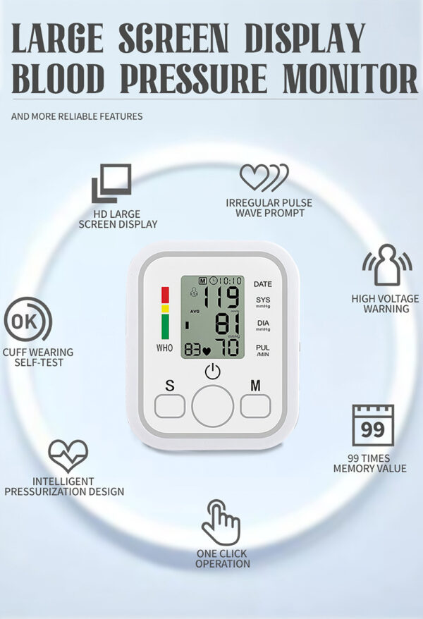 Electronic blood pressure monitor for measuring blood pressure English voice intelligent detection pulse neutral portable home blood pressure monitor -1pcs - Image 15
