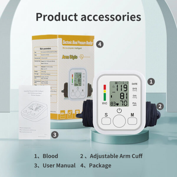 Electronic blood pressure monitor for measuring blood pressure English voice intelligent detection pulse neutral portable home blood pressure monitor -1pcs - Image 5