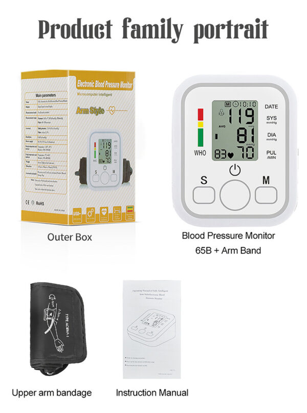 Electronic blood pressure monitor for measuring blood pressure English voice intelligent detection pulse neutral portable home blood pressure monitor -1pcs - Image 11