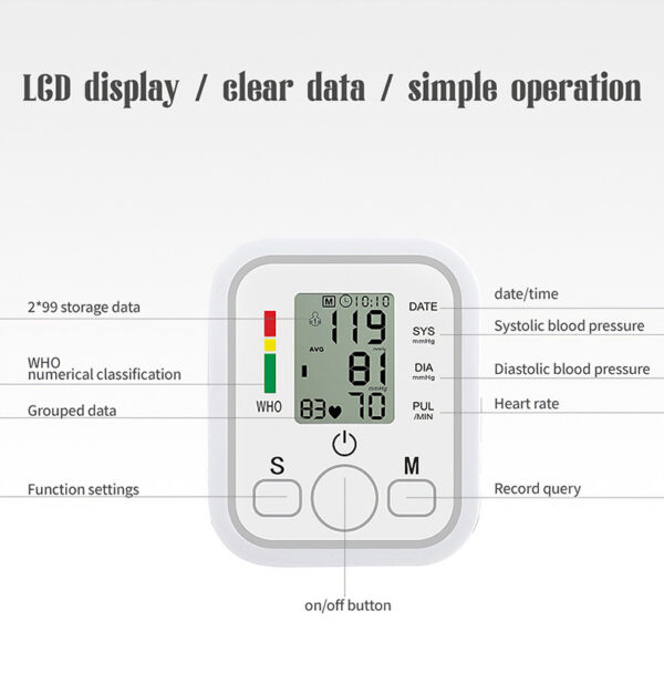 Electronic blood pressure monitor for measuring blood pressure English voice intelligent detection pulse neutral portable home blood pressure monitor -1pcs - Image 12