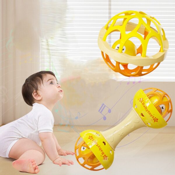 2pcs Set Soft glue Dumbbell +Ball Baby Hand Teether With jhunjhuni CN (Any Color) - Image 2