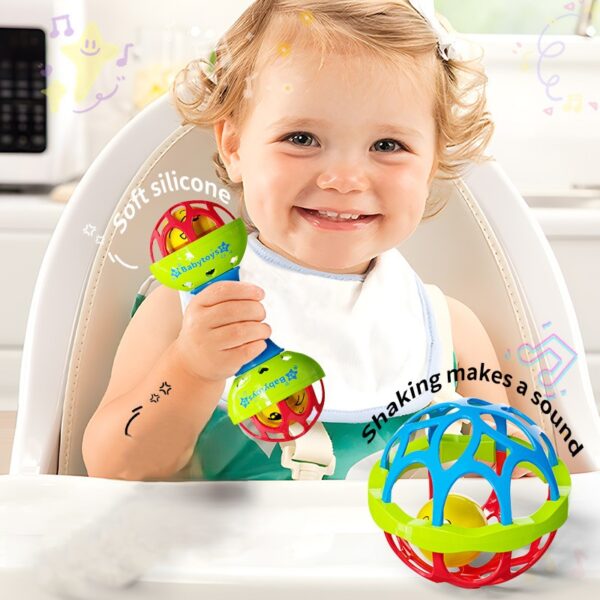 2pcs Set Soft glue Dumbbell +Ball Baby Hand Teether With jhunjhuni CN (Any Color)