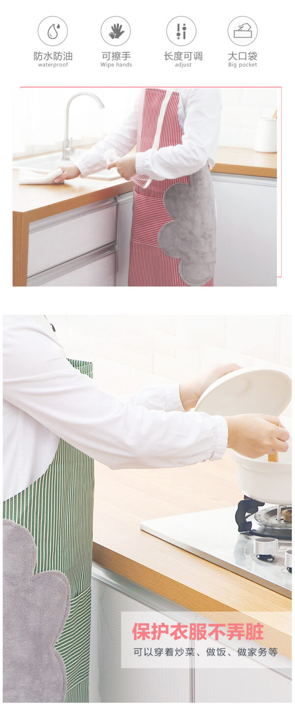 Kitchen cooking apron waterproof and oil-proof sleeveless smock with two sides for wiping hands men and women work striped apron -1pcs (Any Color) - Image 11