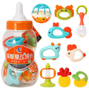 9pcs 1set Premium Children's teether early education training set toy for Baby Hand Teether With jhunjhuni CN