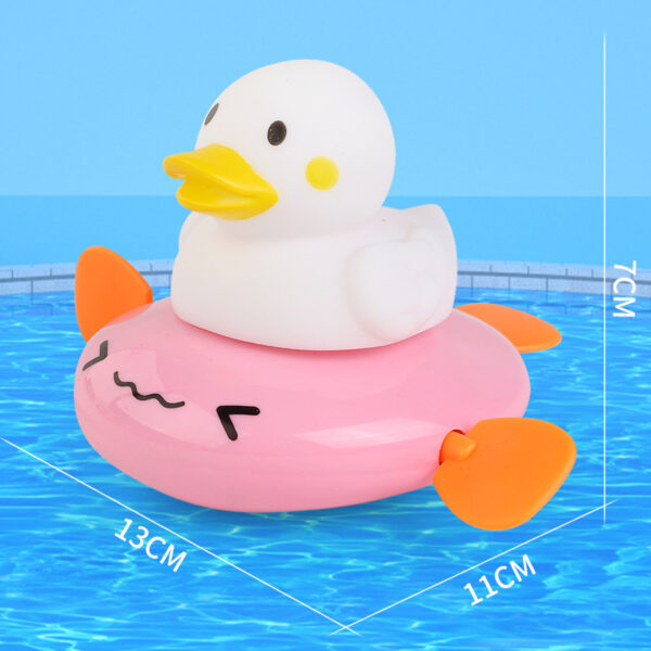 Baby Bath Toy cute paddling white duck Toy Clockwork Cartoon Children's Baby Turtle Play in the Water Chain Girl Boy Play in the Water -1pcs (Any Color) - Image 2
