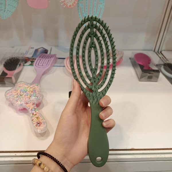 Oval Mosquito-repellent Incense Hollow Fluffy Head Massage Hairdressing Comb Wet and Dry Hair Shampoo Violet Comb -1pcs (Any Color)