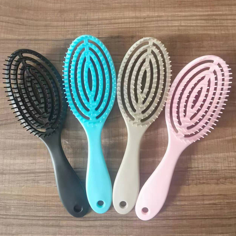 Oval Mosquito-repellent Incense Hollow Fluffy Head Massage Hairdressing Comb Wet and Dry Hair Shampoo Violet Comb -1pcs (Any Color) - Image 3