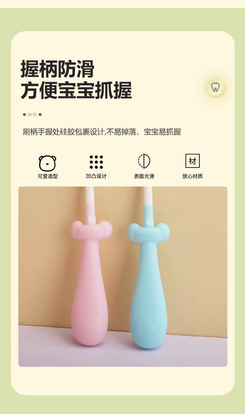 Children's toothbrush new three-sided tooth ten thousand soft hair non-slip handle baby baby ten thousand hair toothbrush -1pcs (Any Color) - Image 11