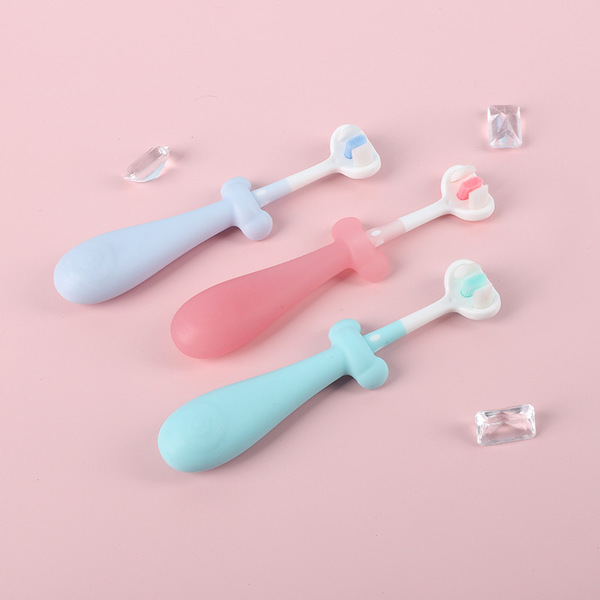 Children's toothbrush new three-sided tooth ten thousand soft hair non-slip handle baby baby ten thousand hair toothbrush -1pcs (Any Color) - Image 5