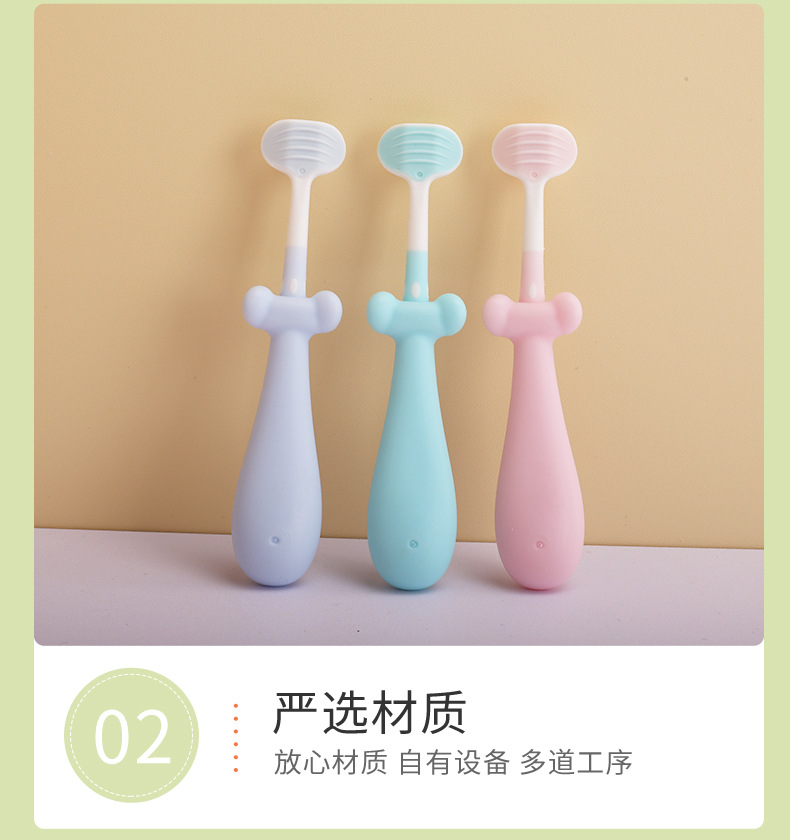 Children's toothbrush new three-sided tooth ten thousand soft hair non-slip handle baby baby ten thousand hair toothbrush -1pcs (Any Color) - Image 8