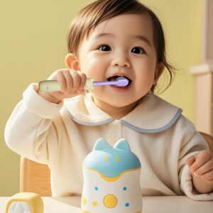 Baby cartoon handle soft hair toothbrush children's toothbrush 1-6 years old baby soft hair mouth card set -1pcs (Any Color)