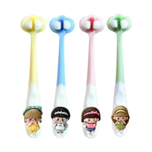 Children's Three-sided Toothbrush Soft Hair Baby's Dental Teeth 2-12 Children's and Infant's Special Teeth Guard Three-headed Toothbrush -1pcs (Any Color)