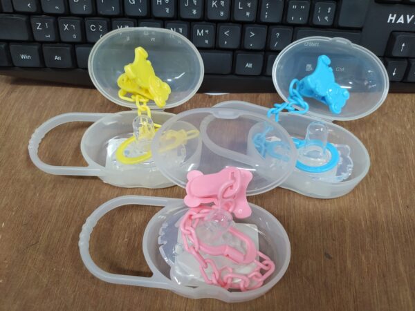 Silica gel children's pacifier, protective storage box, chain BABY Chain CHUSNI / Teether CN -1pcs  (Any Color) - Image 3