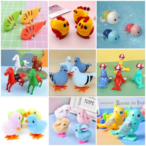 Clockwork 9pcs Set, Chicken Simulation,Chicken ,Rabbit,fish,turtle,animal,Lion,Pigeon,horse