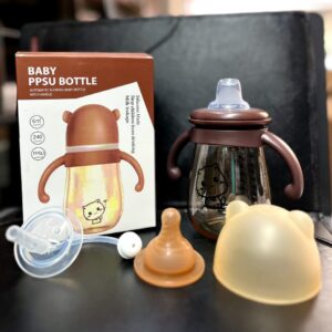 3in1 Package 240ml Nano Color With Handle Wide-Neck Feeding Bottle -1pcs [Any Color]
