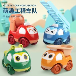 Cartoon engineering vehicle series Dedicated inertial vehicle investigation team sliding toy car baby crawling Chenghai play -1pcs [Any Color]