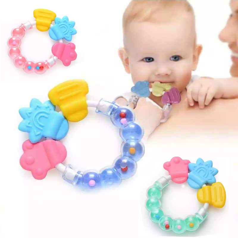 Silicone Ring Silicone Baby Hand Teether With jhunjhuni CN-1pcs Baby Hand Teether (Any Color)