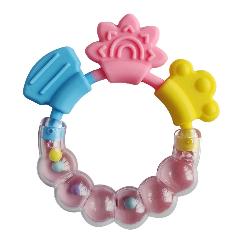 Silicone Ring Silicone Baby Hand Teether With jhunjhuni CN-1pcs Baby Hand Teether (Any Color)