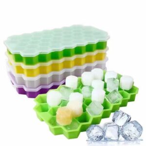 Food Grade Compartment Silicone Ice Cube Tray with Lid Silicone Molds Ice Cube Maker Popsicle Mould Home Kitchen Gadgets (Any Color)