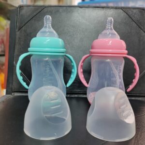 New Baby Bottle Baby Mouth Protection PP Nipple Bottle Anti-choking and Drop-resistant with handle Easy to hold  Wide-Neck Feeding Bottle 240ml-1pcs No Box (Any Color)
