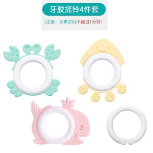 3pcs set Baby Fish Skewers Teether Silicone head Teether fitness educational toy CN  (Any Color)