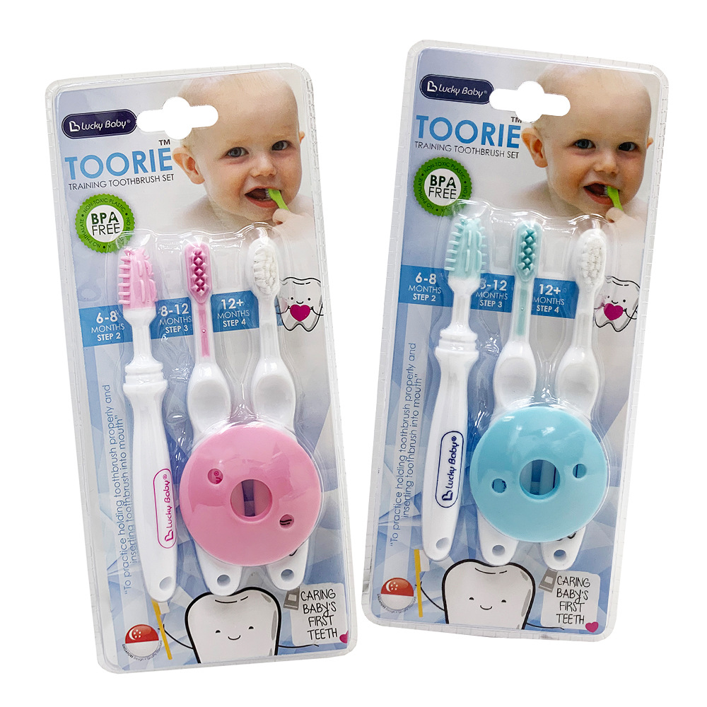 Baby Toothbrush Baby 1.2.3 Stage Teeth Brush Baby Baby Toothbrush Silicone Soft Hair Children Toothbrush Combination 3pcs set (Any Color)