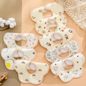 Pure Cotton Baby Saliva Napkin Male Baby Bib Pure Cotton Waterproof Saliva Napkin Newborn Rice Pocket Bib -1pcs (Any Color)