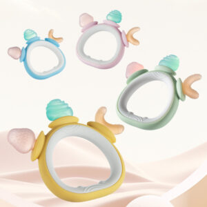 Ring-shaped tooth grinding stick baby tooth glue over 3 months old baby's mouth wants to bite Silicone toys to prevent eating hands -1pcs (Any Color)