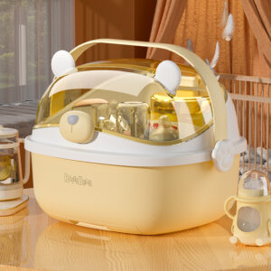 Baby feeding bottle storage box drying draining rack with lid dustproof baby food supplement tableware tool storage box cabinet (Any Color)