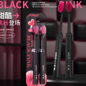 Dopamine Olive Wide Head Toothbrush Soft Bristle Large Head Black Pink Roman Column Handle AdultHome Student 2 in Pack
