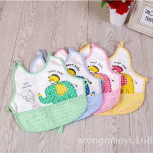 Trendy Cartoon Baby Pocket Elephant Print Cartoon Cotton Bib Saliva Towel -1pcs (Any Color)