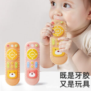 Remote Control Teething Toy for Babies, Teething Stick for Oral Development, Chewable Silicone Toy for 4-Month-Old Babies -1pcs (Any Color)