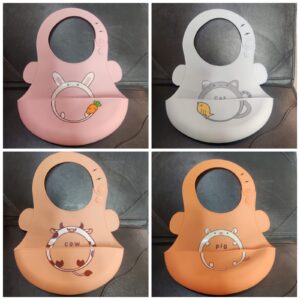 Silicone Baby Bibs with Food Catcher -1pcs (Any color)